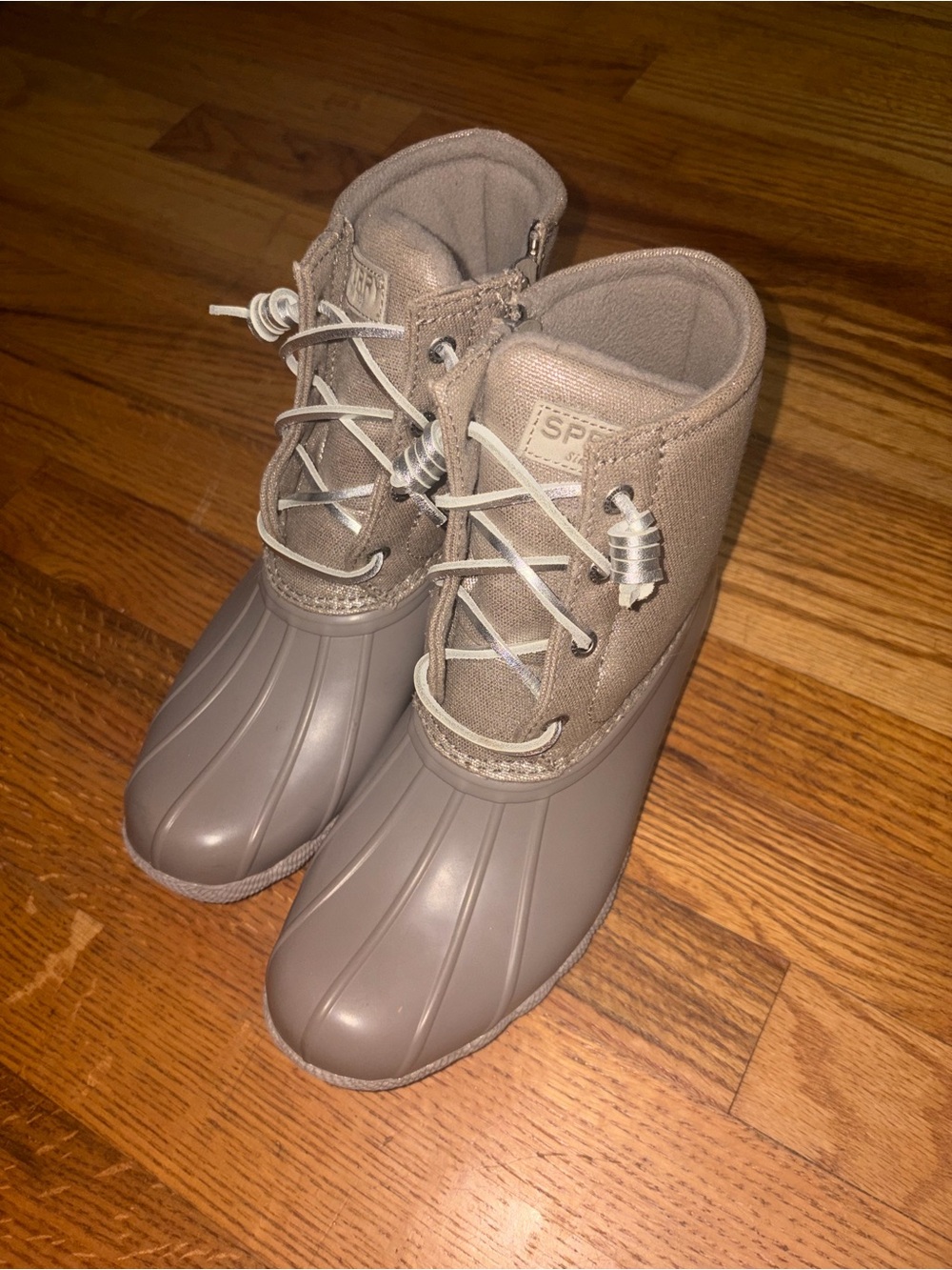 Sperry Taupe Duck Rain Boots